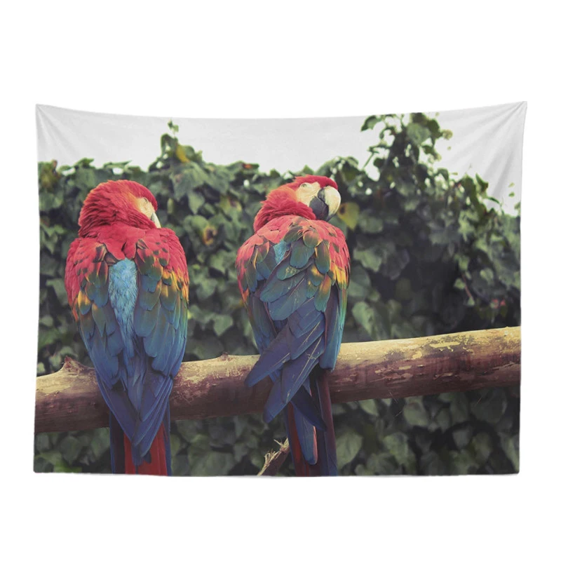 

Funny Cartoon Tapestry Parrot Sparrow Owl Animal Wall Hanging Home Bedroom Decoration 150*200Cm Polyester Non-Slip Picnic Mat