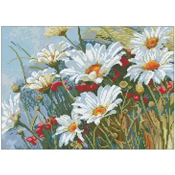 

Field white daisies patterns Counted Cross Stitch 11CT 14CT 18CT DIY Chinese Cross Stitch Kits Embroidery Needlework Sets