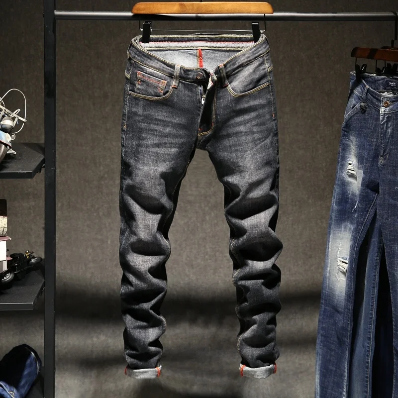 

Skinny jeans men Drawstring Slim Fit Denim Fashion Casual Male jeans Pants