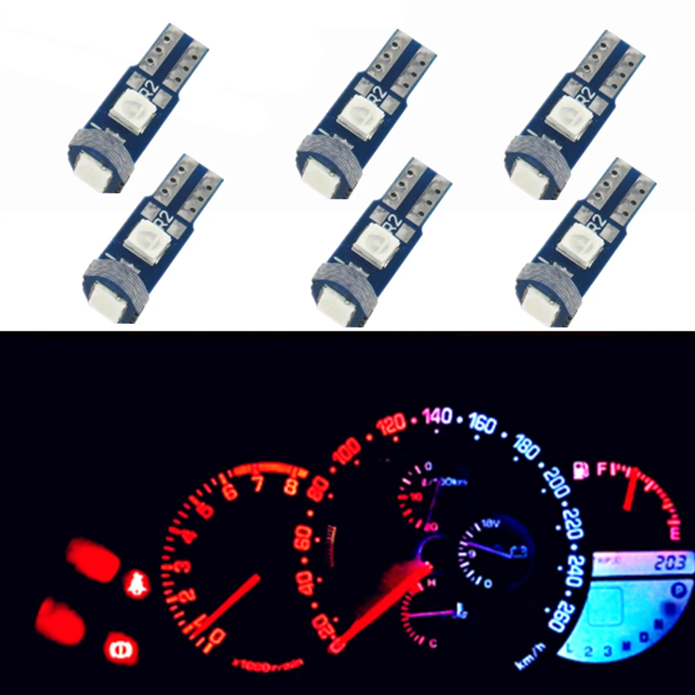 Wljh 6x T5 Led Lamp 73 74 Bulb Instrument Panel Light For Volvo S40 S60