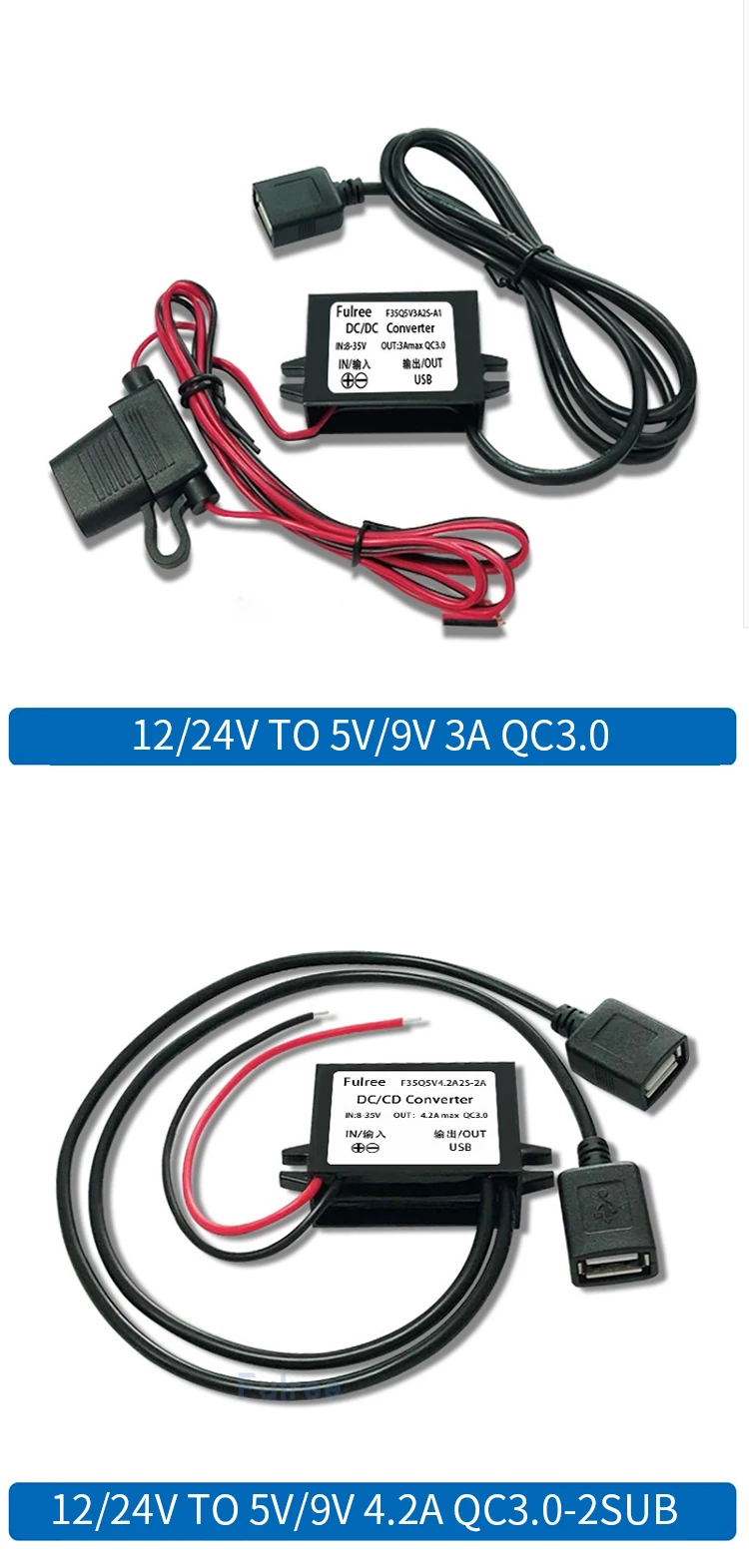 Черный понижающий преобразователь 12 V/24 V To 3V 5V 9V Duble USB выход адаптер питания 4,6x2,7x1,4 cm Интегральные схемы