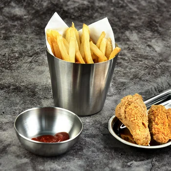 304 스테인리스 스틸 튀김 컵, 튀김 스낵 컵, 차가운 음료 컵, 튀김 딥 접시, 간장 접시, 조미료 접시