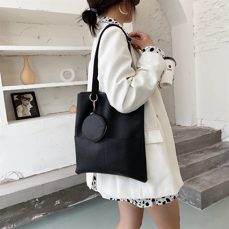 Hot sale women handbag large capacity shoulder bags high quality soft PU bookbags ladies wild schoolbags sac a main femme 2020
