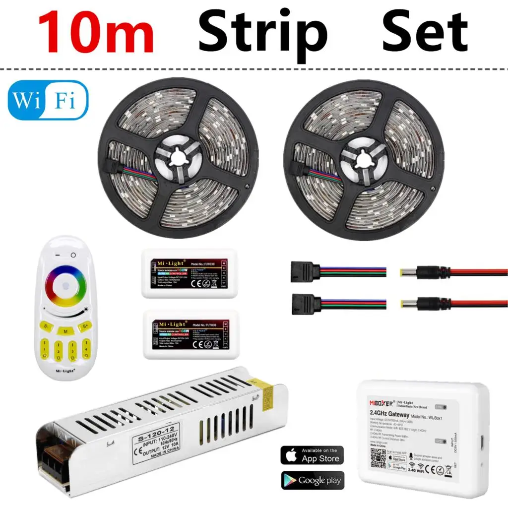 12V Mi светильник WI-FI Светодиодные ленты s Водонепроницаемый RGB/RGBW/RGBWW ФИТА Светодиодные ленты неоновый светильник s 5050 гибкий светильник с радиочастотным пультом дистанционного управления - Испускаемый цвет: 10m Set