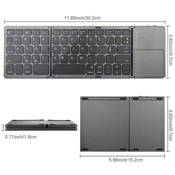

Folding Bluetooth Keyboard Rechargeable Keypad With Touchpad Tablet Pad Phone