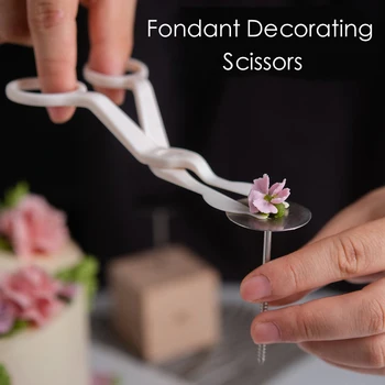 

TTLIFE 2Pcs Piping Flower Scissors Nail Safety Rose Decor Lifter Fondant Cake Decorating Tray Cream Transfer Baking Pastry Tools