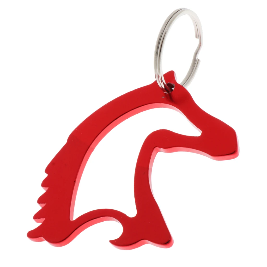 Portable Aluminum Alloy Horse Head Pattern Bottle Opener with Key Ring Keychain