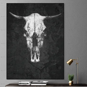 

animal poster wall art prints painting Bull skull Frameless printing penguin Canvas Pictures for Living room
