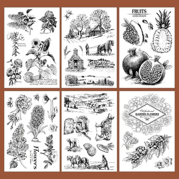 

Vintage Plant Clear Stamps Crystal Ball Flower Stamps Tranaprent Silicone Stamp Seal for DIY Scrapbooking Paper Craft Supplies