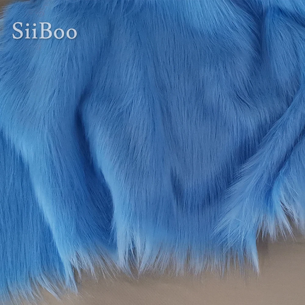 Высококачественная светло голубая плюшевая ткань из искусственного меха 9 см для