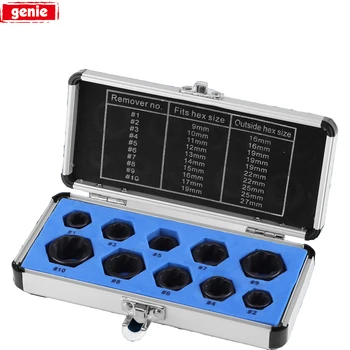 

10pcs Damaged Nut Removal Set Bolt Extractor Metric 9-19mm Threading Hand Tools With Alloy Box