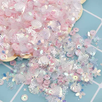 

About 15g Mix Crystal Pink Nail Glitter Mix Size Ultrathin Laser Shell Sequins Nails Art Decoration For DIY Nail Art