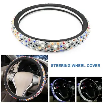 

Car Steering Wheel Cover Imitation Pearl Strass Slip Resistant Steering Wheel Handlebar Protective Cover Automobile Accessories