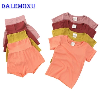 

DALEMOXU Baby Girls Clothes Summer 2020 Toddler Infant Solid Color Stripe Short Sleeve Shorts Pants 2PCS Baby Girl Outfit Set