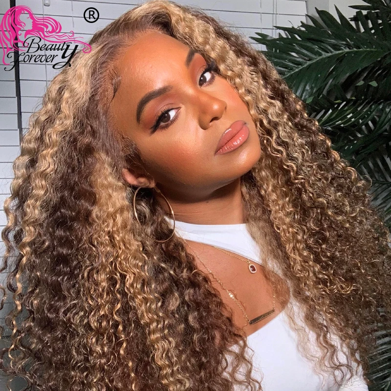 Beauty Forever Highlight Lace Front Human Hair Wigs 13 4 Malaysian Curly Honey Blonde Highlight Wig Pre Plucked With Baby Hair Human Hair Lace Wigs Aliexpress