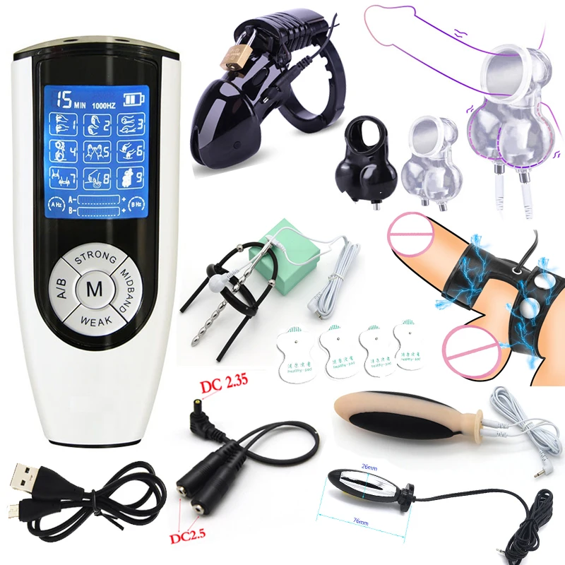 Strongest BDSM Power Box,Electro Shock Pulse Anal Butt Plug Masturbator Electric Stimulate Penis Plug Cock Ring,Sex Tool For Men