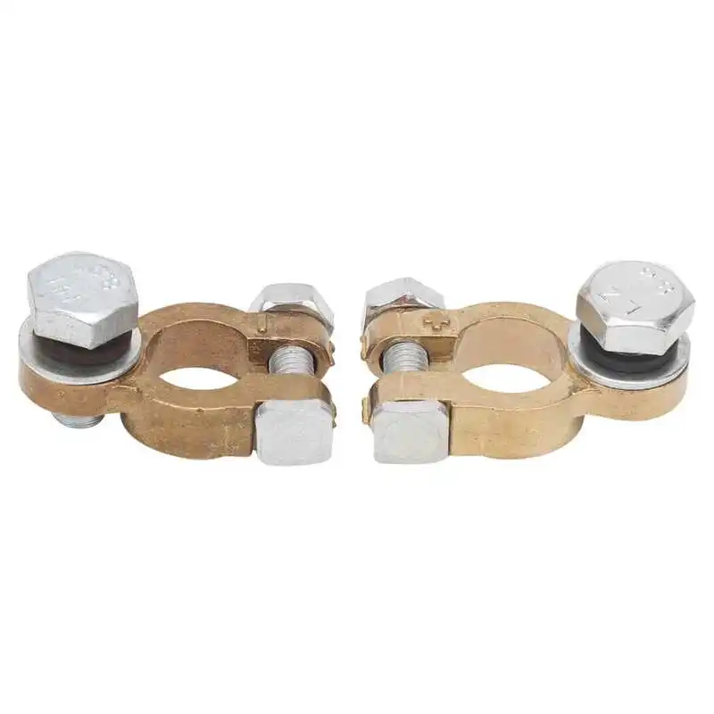 2pcs Car Positive Negative Connectors Good Conductivity Brass Material Post 300a Large Current M10 Single Screw For Automobiles Battery Terminal Connectors
