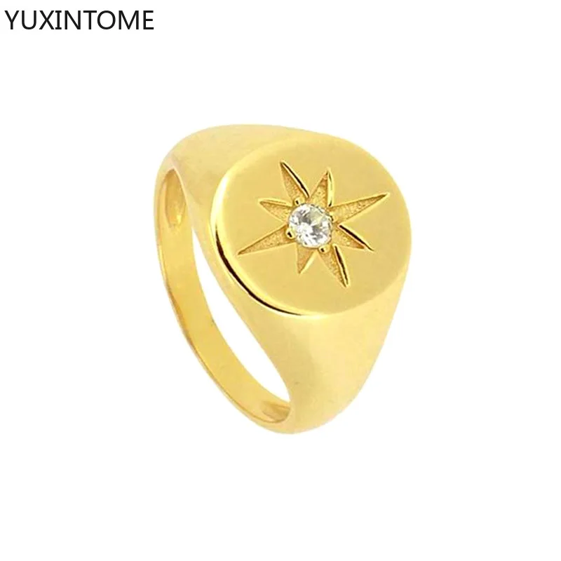 

24K Gold Geometric Sun Rings Vintage Punk Rings For Women Crystal Knuckle Finger Rings Female Trendy Finger Ring Jewelry Gift