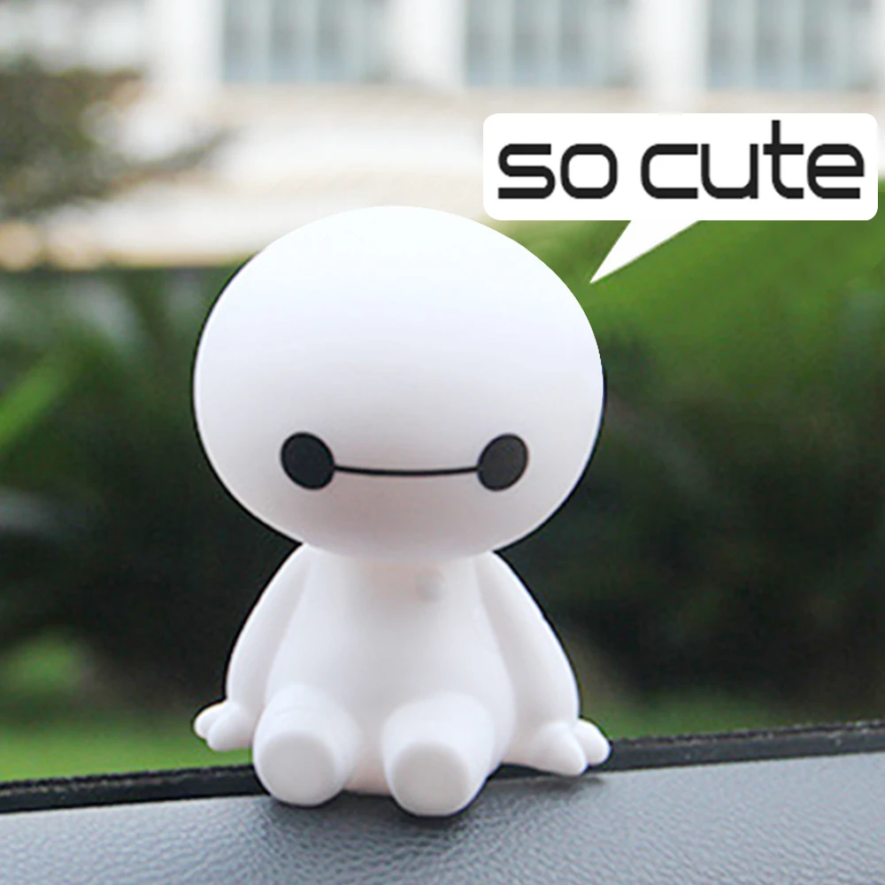 Мультяшный пластиковый робот Baymax Вибрирующая голова фигура Автомобильные
