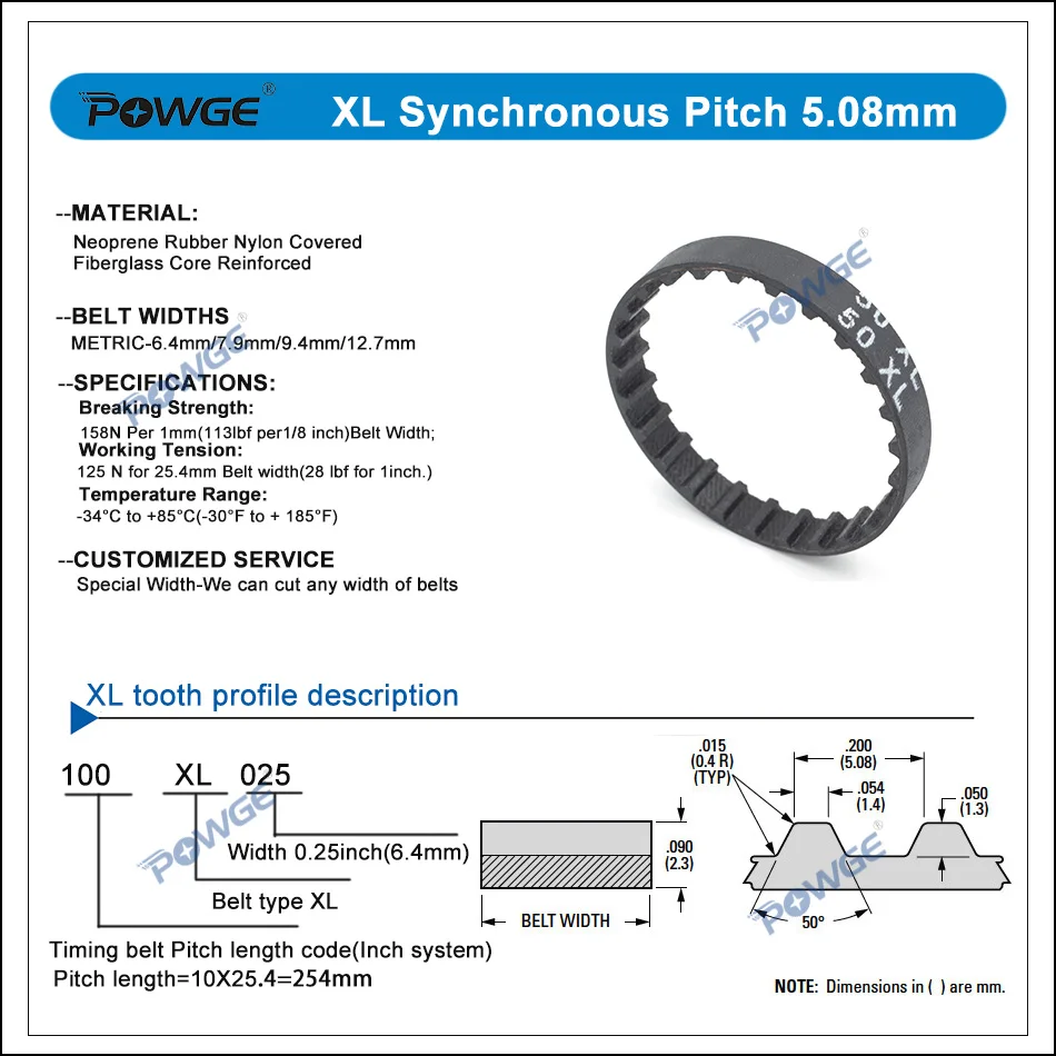powge polegada xl correia sincronizada 500xl 506xl 05