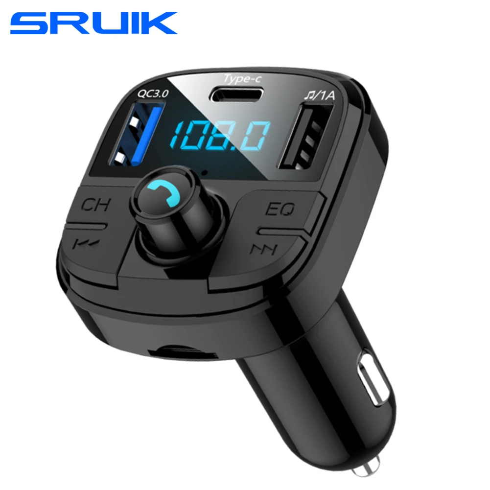 

FM Transmitter MP3 Bluetooth 5.0 Car Player Dual USB QC3.0 Type-C Handsfree Phone Holder Car Modulator FM Radio Adapter Charger
