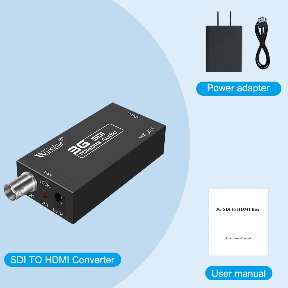 Wiistar SDI to HDMI Audio Video Converter BNC to HDMI Adapter HD 3G for Monitor HDTV