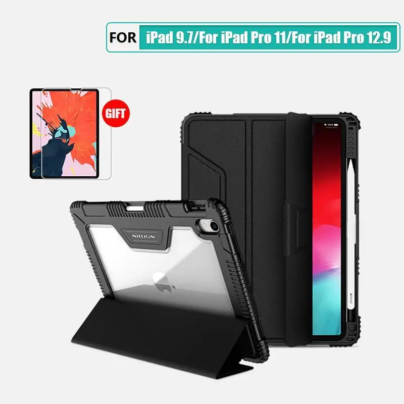 

For iPad 9.7 Case For iPad Pro 11 Case Cover for iPad Pro 12.9 2018 Smart Flip Cover Gift Screen Protector Pencil Holder