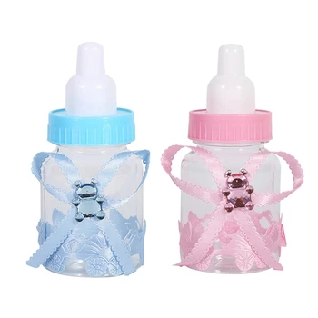 

96 Pcs Girl Boy Baby Shower Decorations Chocolate Candy Bottle Baptism Favors Christmas Plastic Case Blue & Pink