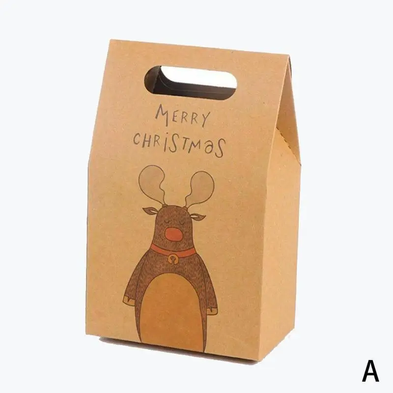 1 шт сумочка из крафт-бумаги подарочная упаковка для конфет коробка ремесло для выпечки печенья печенье посылка Сумки на Рождество год вечерние сувениры - Цвет: A