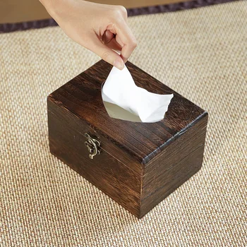 

Removable high quality desktop storage box antique solid wood tissue box square napkin holder LB112223