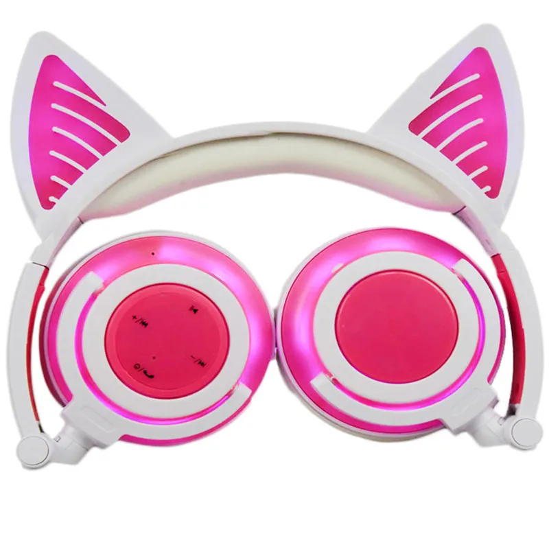 Наушники Bluetooth Беспроводные гарнитуры Складные дети LIMSON Наушники Cat Ear Light Up 3,5 мм Штекерный кабель с микрофоном Совместимость с iPhones iPad Laptop BBL108 - Цвет: BLR108-pink