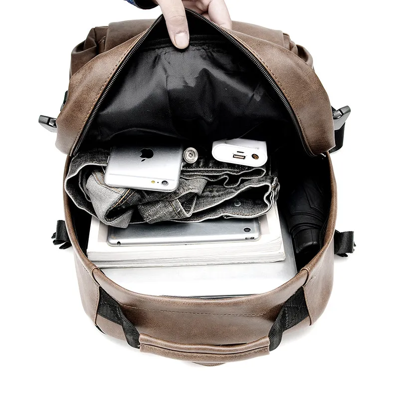 Мужской Повседневный Ретро модный рюкзак, рюкзак для путешествий, Студенческая сумка, новая трендовая кожаная сумка, водонепроницаемые компьютерные сумки