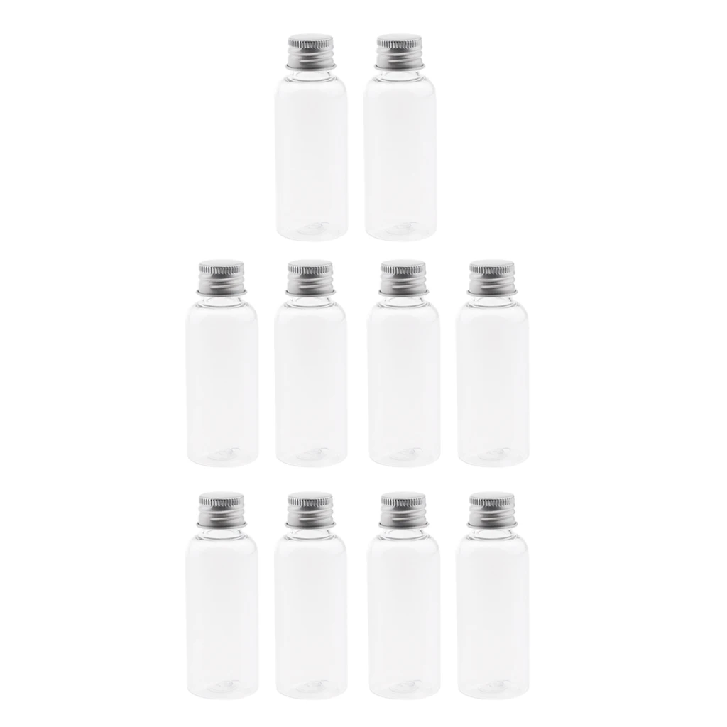 10pcs Clear Liquid Sampling Vials PET Plastic Bottle W/ Screwcap 50ml