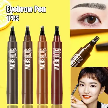 

Hot 4 Colors Microblading Eyebrow Pencil Waterproof Fork Tip Eyebrow Tattoo Pen Fine Sketch Liquid Eye Brow Pencil TSLM1