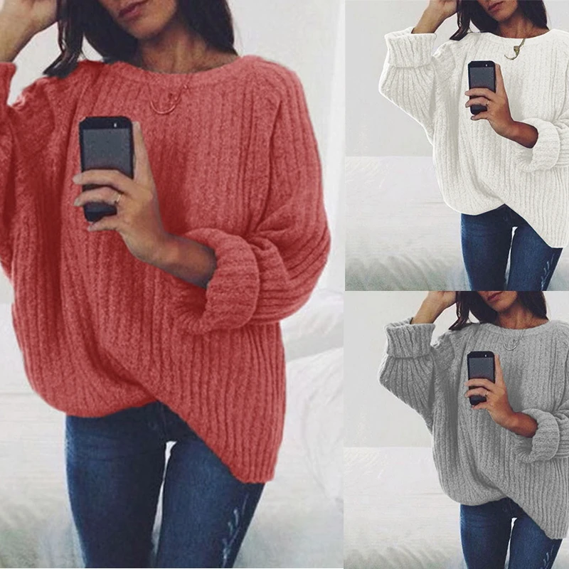 Зимний длинный женский свитер 2019 новый модный однотонный осенний свободный с