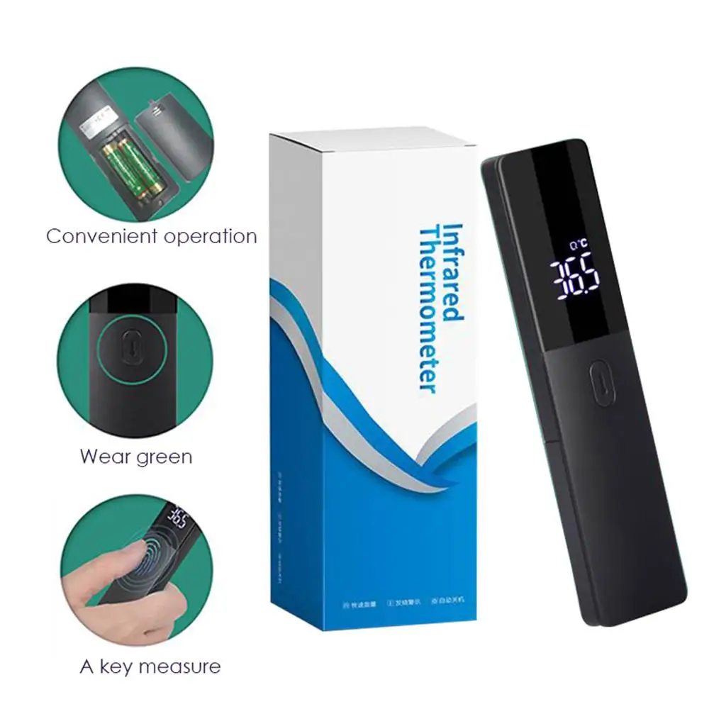 

Thermometer Physical Contactless Fever Alarm Smart LED Display Lighting Read Ultra Thin 32 Sets Memory Red Dot Forehead