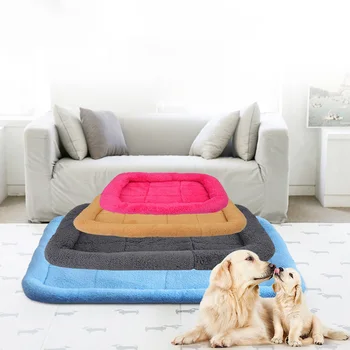 

S-XL Pet Dog Bed Mat Warm Fleece Blanket House Nest Fall Winter Sofa Pet Cushion Cover Towel Kennel Mattress For Cat Lounger