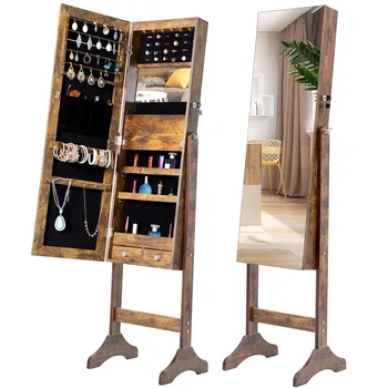 

Fashion Simple Jewelry Storage Mirror Cabinet With LED Lights For Living Room Or Bedroom