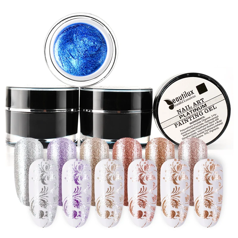 Beautilux 1 шт. гель для рисования цвета розового золота и серебра Гель лак УФ LED
