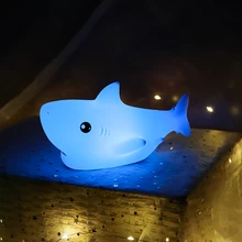 

Boy Birthday Gift Cool Shark Silicone Lamp Bedroom Decoration 7 Colors Pat Night Light Nursing Lamp Usb Charging Marine Lifes