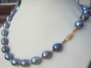 

18" HUGE AAA+ 10-13 MM TAHITIAN SOUTH SEAS BLACK PEARL NECKLACE