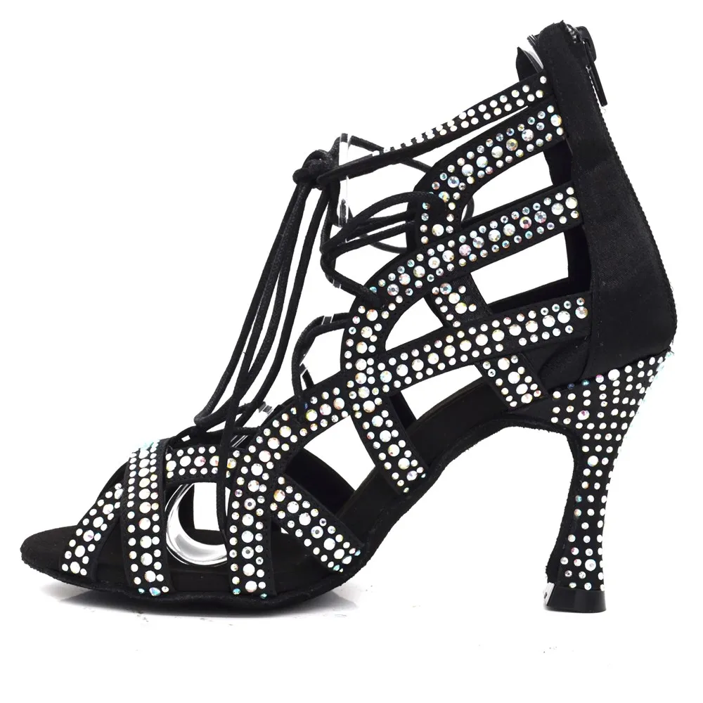 Zapatos de BAILE черный Стразы танцевальная обувь модные Латинской сальсы Обувь для