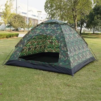 

Fashion Camouflage Green Single Layer Tent Tent 3-4 People Outdoor Manually to Build Tent Camping Mountain with Shed Wholesale