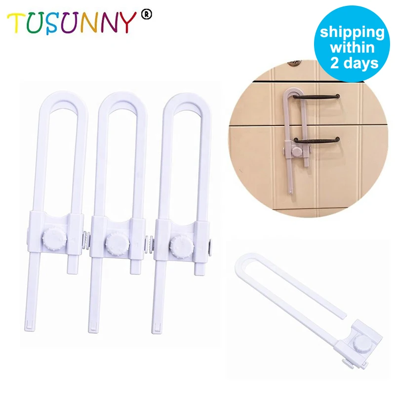 TUSUNNY 3pcs baby safety plastic U shape cabinet drawer cupboard door locks
