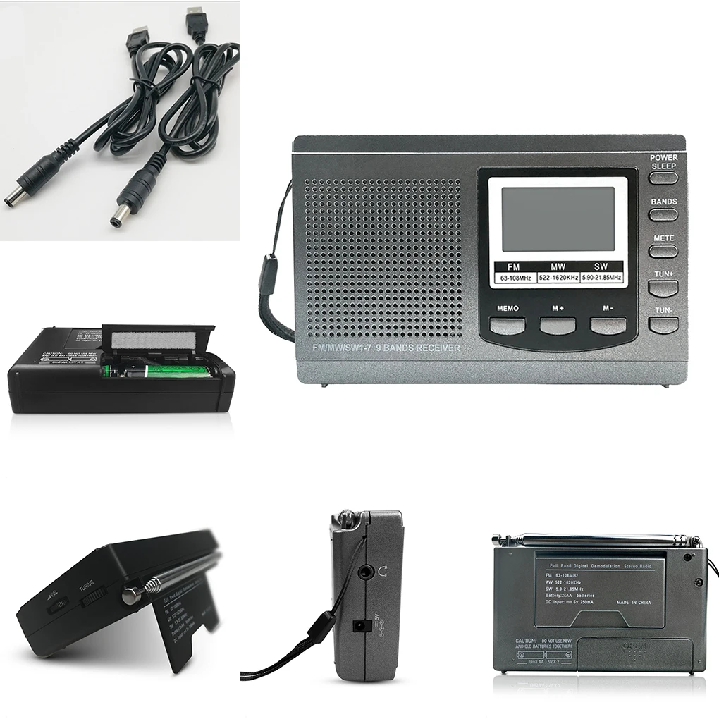 

Portable Radio DSP Emergency Mini Stereo FM Broadcast Player FM MW SW Receiver with Digital Alarm Clock