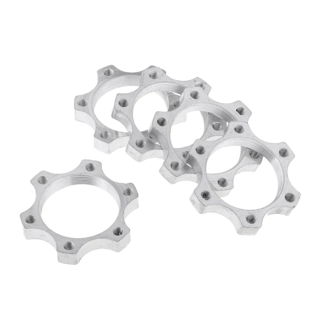 5Pcs Heavy Duty 44mm Bicycle Free Wheel Threaded Hubs Nut 6 Bolt Disk Disc Brake Flange Adapter