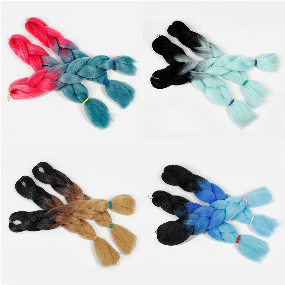 канекалон синтетический двухцветный Омбре серый фиолетовый бордовый розовый