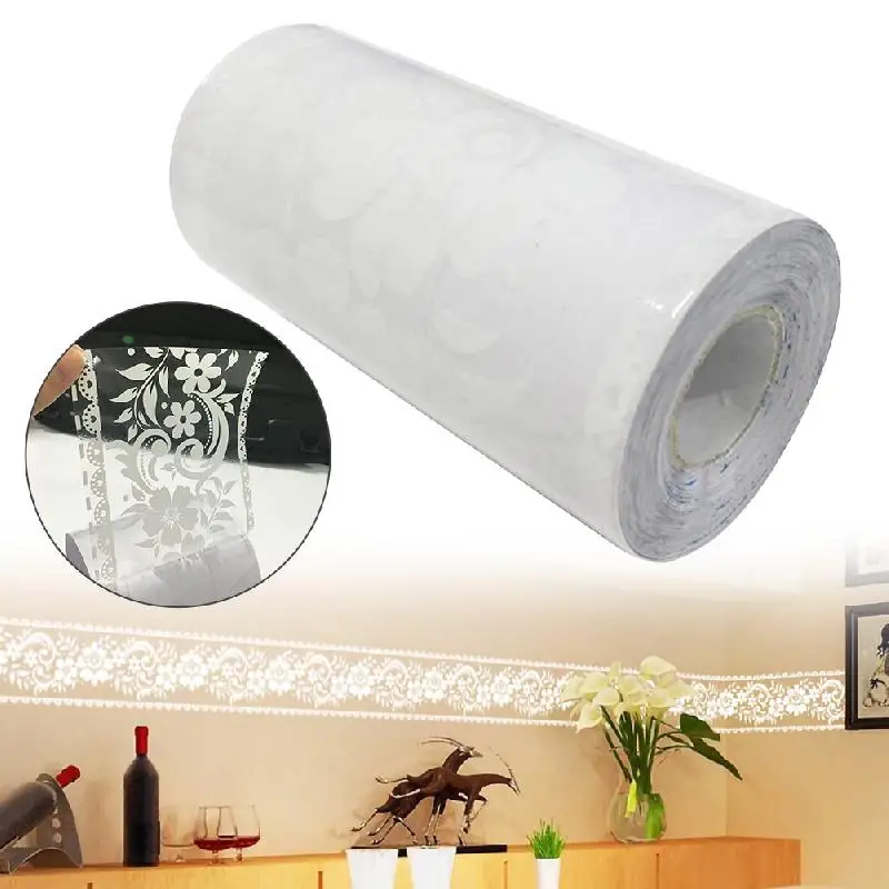 

Lace Decorative Transparent Removable Self Adhesive Wallpaper Border Peel Stick Waterproof Window Glass Bathroom Mirror Decor