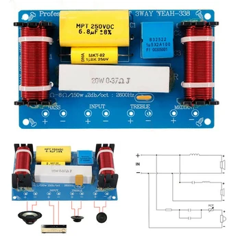 

Practical Frequency Divider Loudspeaker Replacement Crossover Filter Accessories Tool Portable 3 Way Audio For Speaker DIY Home