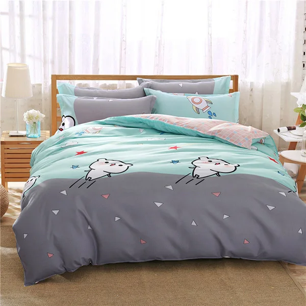 As Photo 11 Милые животные пчела Pattern Синий пододеяльник 3/4 штуки в комплекте постельный комплект для детей ребенок Мягкий хлопок Постельное бельё один полный queen King Размеры 150x200 - Цвет: As Photo 11